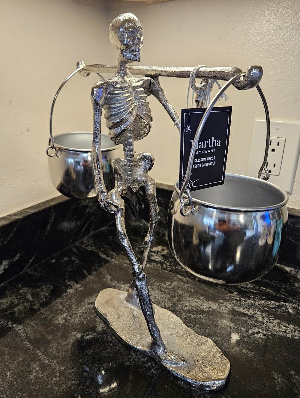 Martha Stewart Halloween 15" Walking Skeleton Server Candy Cauldron Bowls NWT